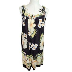 Hawaiian Floral Print Sleeveless Dress Elastic Straps Aloha Fashions Med JJ4064